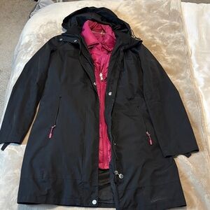 Calvin Klein Black and Pink 3 in 1 Trench Jacket with down liner